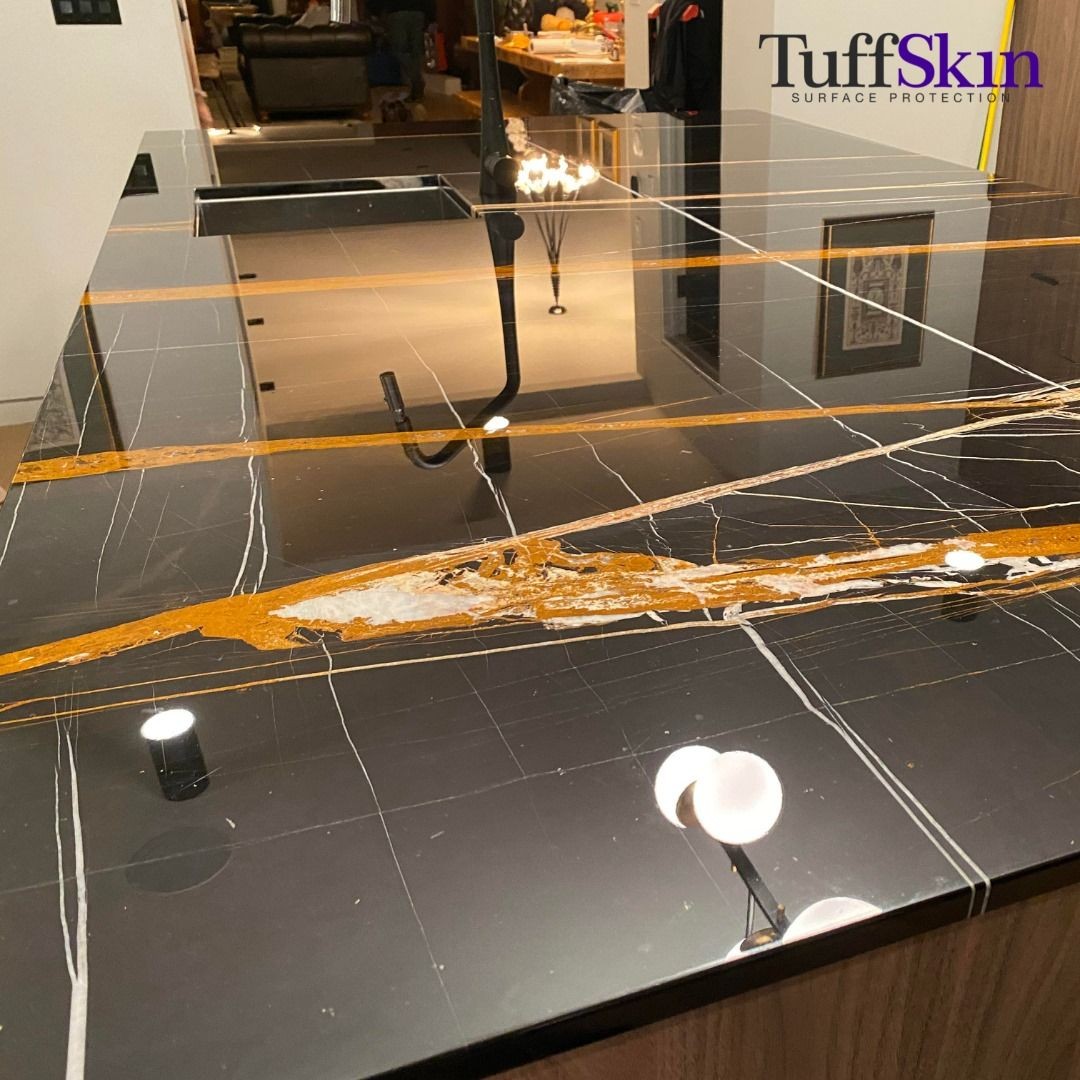 Marble countertop Tuffskin countertop protection